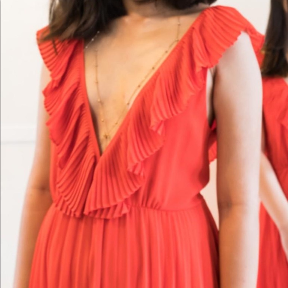 Zara Sleeveless Flowy Maxi Dress Red/Orange Size Large